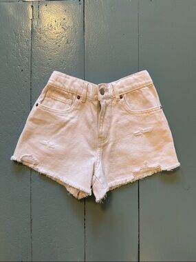 Zara White Distressed Denim Shorts - girls size 11-12 years. NWOT
